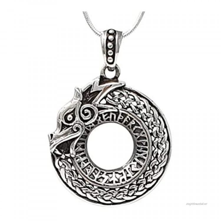 TreasureBay Detailed Celtic Dragon Circular Pendant Made from 925 Sterling Silver Men's Women's Pendant Necklace