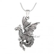 TreasureBay Dragon Pendant for Men and Women Made from 925 Sterling Silver Comes with 48cm Snake Chain