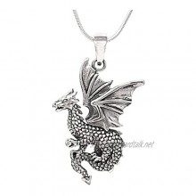 TreasureBay Dragon Pendant for Men and Women Made from 925 Sterling Silver Comes with 48cm Snake Chain