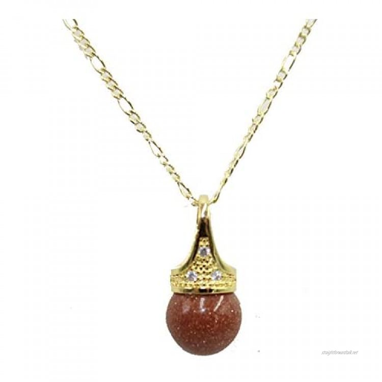 Venturina Ball Pendant 18k Gold Plated Pendant with 20 Inch Chain - Venturina Ball Necklace