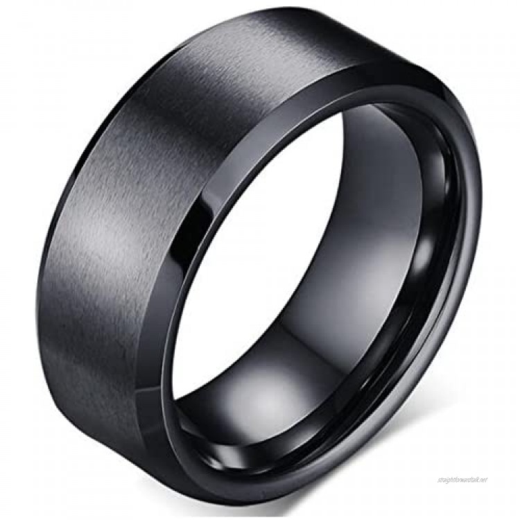 8mm Matte Black Tungsten Carbide Classical Simple Plain Wedding Band Ring