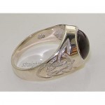 925 Solid Sterling Silver Natural Cabochon Garnet Mans Signet Ring