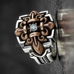 ABJFJE Gothic Cross Crystal Rings Vintage Antique Punk Hip-hop Rock Biker Skull Ring Cocktail Party Jewelry Great Christmas Halloween for Men Boy Gift