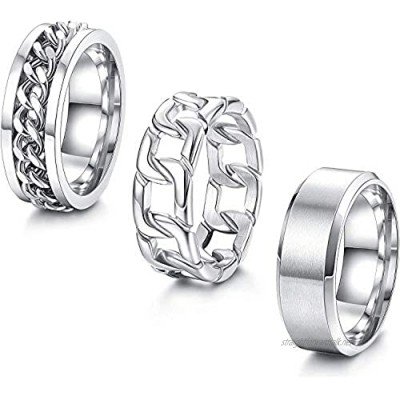 Adramata 3Pcs Stainless Steel Spinner Rings for Mens Women Matte Brushed Classic Simple Plain Wedding Band Ring 7/8MM Wide Ring Size P-1/2-Z-1/2