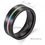 Aichva 8mm Black Tungsten Engagement Band Ring with Interval Color