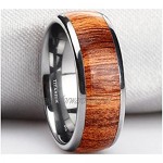 BestToHave Titanium Mens KOA Wood Inlay Titanium Ring 8mm Wide Unisex Wedding Engagement Band Ring