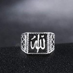 Chandler Mens Religious Islam Muslim Allah God Ring for Men Vintage Oxidized Silver Tone Arabian Jewellery