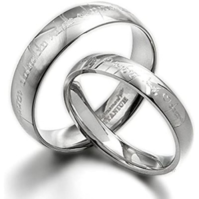 GeminiHis & Her Couple Personalized Elvish Tengwar Matching Wedding Titanium Rings Set Dome Court UK Size H to Z7