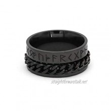GuoShuang Nordic Viking Men's Stainless Steel Chain Spinner Rune Ring with Valknut Gift Bag (black 6)