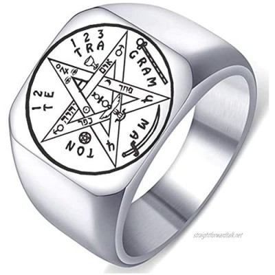 Hebrew Esoteric Tetragrammaton Name of God Magick Pagan Wiccan Mens Womens Stainless Steel YHWH Polished Ring