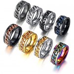 HIJONES Jewellery Mens European Style Rotatable Chain Stainless Steel Ring (Available in Sizes M - Z+2)