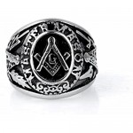 HIJONES Jewellery Mens Stainless Steel Domineering Vintage Freemason Masonic Rings