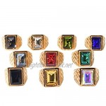 HIJONES Men's Women's Stainless Steel Classic 18MM 18k Gold Plated Birthstone Rings with Stone