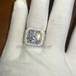 HXML Men's Ring Cubic Zirconia White Copper Geometric Stylish Iced Out Iridescent Wedding Party Jewelry Classic Pave Joy Rhinestone Cool