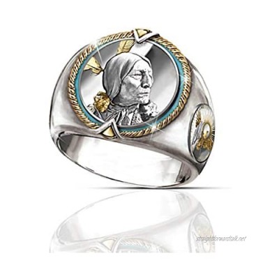 Indian Chief Ring for Men Viking Eagle Ring Native American Indian Head Rings Amulet Ring Tribal Alloy Ring Jewelry Gift for Men Boys
