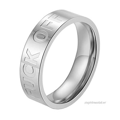 INRENG Men's Stainless Steel Cool Personalized Ring Engraved Off Inspirational Band Silver Gold