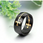 JewelryWe Mens Womens Stainless Steel Cross Ring for Christian Baptism Black IP Removable 8mm Size 7 to 14