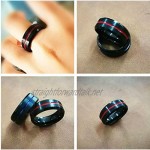 King Will 8mm Tungsten Carbide Ring Thin Red Groove Black Brushed Wedding Band Comfort Fit