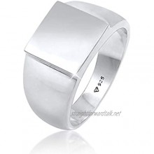 Kuzzoi 0607322120 Men's Signet Ring Polished Band Ring Solid (11 mm) in 925 Sterling Silver Robust Biker Jewellery with Rectangular Surface Ring for Men in Ring Size 54 – 66 0607322120
