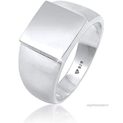 Kuzzoi 0607322120 Men's Signet Ring Polished Band Ring Solid (11 mm) in 925 Sterling Silver Robust Biker Jewellery with Rectangular Surface Ring for Men in Ring Size 54 – 66 0607322120