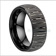 LIDAYE Damascus Ring Tungsten Carbide Engraved Ring For 8mm Men Women Wedding Ring Party Jewelry Polished Dome Band