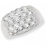 Men's Keeper Ring 4 Row Solid Sterling Silver