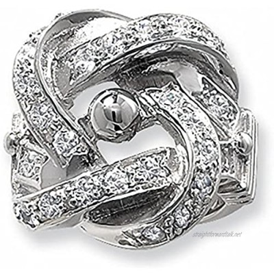 Men's Knot Ring Solid Sterling Silver Cubic Zirconia Gents Full British Hallmark