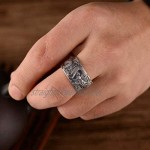 MIYUAN 925 Sterling Silver Vintage Engraved Dragon China Character Men Band Ring Open Style