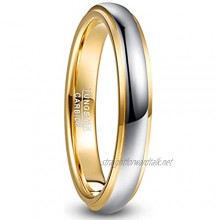 Nuncad Men's / Women's Silver Gold 6 mm Wide Tungsten Ring Unisex for Wedding Engagement Daily and Hobby Size 54 to 67 4 mm