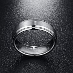 NUNCAD Partner Ring Men's/Women's Silver 7 mm Matt + Highly Polished Tungsten Ring Unisex Wedding Engagement and Partnership Size 52 to 72 (12-32)