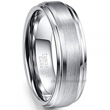NUNCAD Partner Ring Men's/Women's Silver 7 mm Matt + Highly Polished Tungsten Ring Unisex Wedding Engagement and Partnership Size 52 to 72 (12-32)