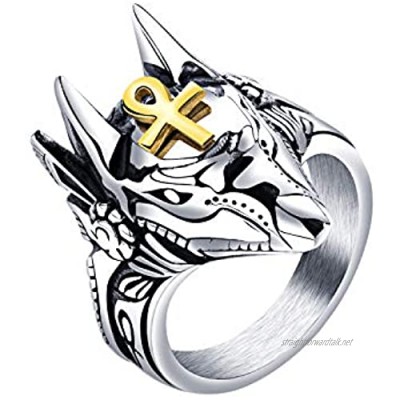 OIDEA Anubi Men's Ankh Egyptian Cross Engagement Ring Stainless Steel Silver Gold Choice Size
