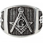 Retro Vintage Stainless Steel Freemason Masonic Ring