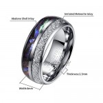Shmiay.ML Unisex Tungsten Carbide Ring Abalone Shell/Imitated Meteorite Inlay Wedding Band 8mm Engagement Ring for Men Women Comfort Fit Size N½-Z+1
