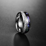 Shmiay.ML Unisex Tungsten Carbide Ring Abalone Shell/Imitated Meteorite Inlay Wedding Band 8mm Engagement Ring for Men Women Comfort Fit Size N½-Z+1
