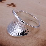 Silver Plated Dented Thumb Ring Size P 1/2 (UK AU) 8 (US) Hammered Shield Statement Chunky Heavy Men Ladies
