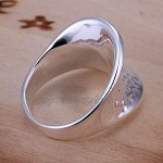 Silver Plated Dented Thumb Ring Size P 1/2 (UK AU) 8 (US) Hammered Shield Statement Chunky Heavy Men Ladies
