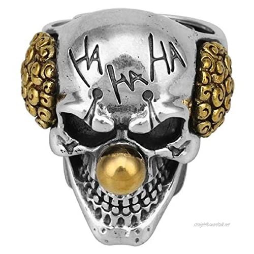 Skull Head Ring for Men Joker Skull Ring Gothic Clown Skull Ring Cocktail Party Ring Vampire Skull Ring Cool Devil Ring Halloween Biker Vintage Punk Skull Jewelry Gift for Men Boys