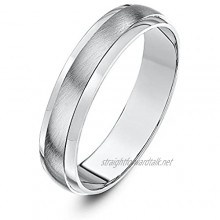 Theia Silver Heavy D-Shape Highly Polished Matt Centre Wedding Ring