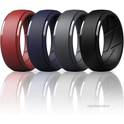 ThunderFit Silicone Wedding Ring for Men Breathable with Air Flow Grooves - 10mm Wide - 2.5mm Thick