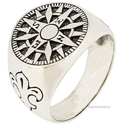 TreasureBay Highly Polished Sterling Silver Compass Ring for Men