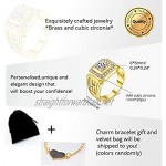 Uloveido Wide Round Brilliant Cut Gold & Platinum Plated Square Rings with Shiny Cubic Zirconia Luxurious Rings Wedding Band for Men JX001 (Size O Q S T V)