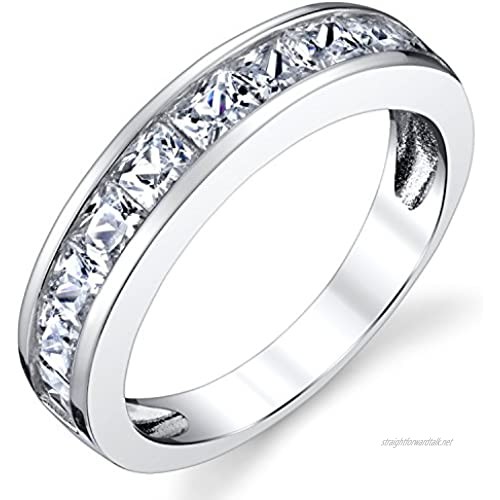 Ultimate Metals Co. ® Princess Cut Men's Sterling Silver Wedding Band Engagement Ring with Cubic Zirconia 4.5MM