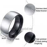 VNOX 8mm Cool Stainless Steel Brushed Matte Rounded Comfort Fit Ring for Engagement Wedding Band for Men