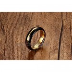 VNOX Men's Black Tungsten Carbide Wedding Band Ring Groove Design 6mm Gold Inside