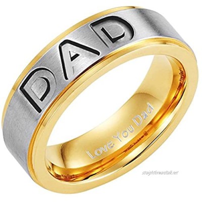 Willis Judd Men's DAD Titanium 7mm Ring Engraved Love You Dad with Gift Pouch