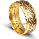Ztuo Men's 8MM Stainless Steel Muslim Islamic Ring