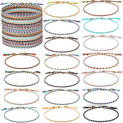 36 Pieces Handmade Friendship Braided Bracelet Adjustable Colorful Beaded Bracelet Colorful Wrist Cord Anklets Jewelry for Women Teen Girls Birthday Party Favors