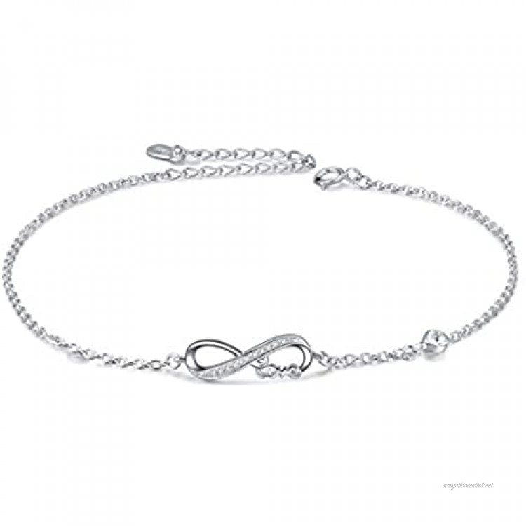 925 Sterling Silver Infinity Bracelet with Birthstone Crystals Birthday Gifts for Her Girlfriend Wife