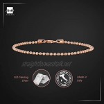 Amberta Unisex 14K Rose Gold Plated on 925 Sterling Silver Chain Bracelet